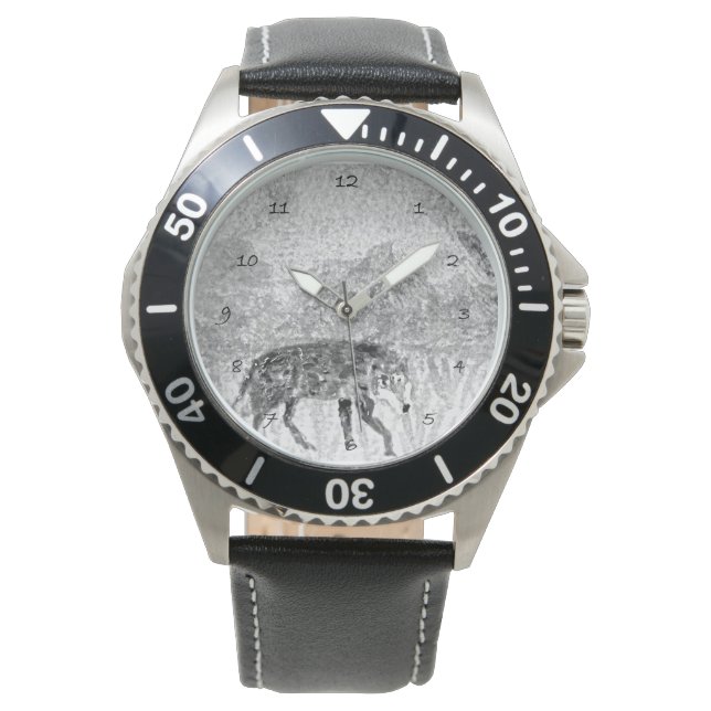 Grey Wolf Animal Art Watch (Front)