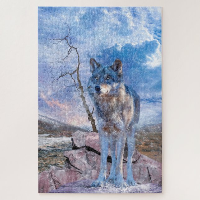 Grey Wolf ANSWER THE CALL Jigsaw Puzzle (Vertical)