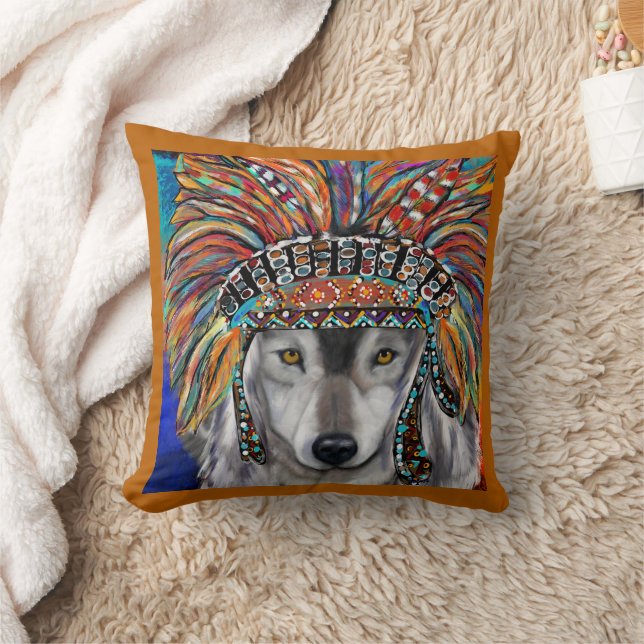 Grey Wolf Art Cushion (Blanket)