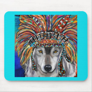 Grey Wolf Art Mouse Mat