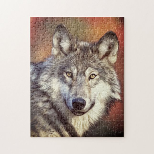 Grey Wolf Art Painting Graphic Jigsaw Puzzle (Vertical)