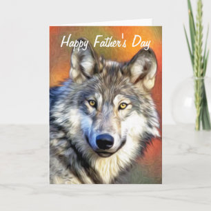Grey Wolf Art Painting Happy Father's Day Card