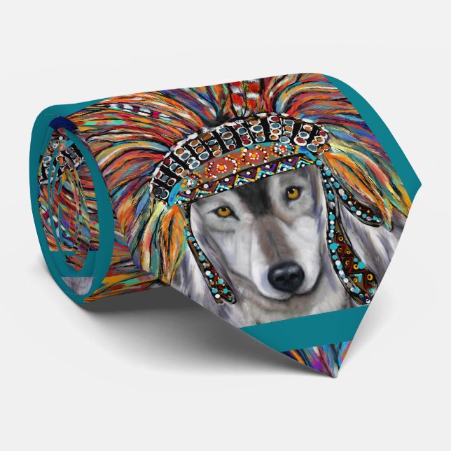 Grey Wolf Art Tie (Rolled)