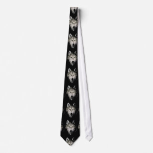 Grey Wolf Artwork Neck Tie