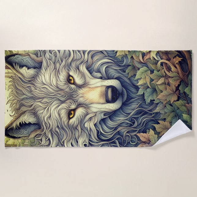Grey Wolf  Beach Towel (Front)