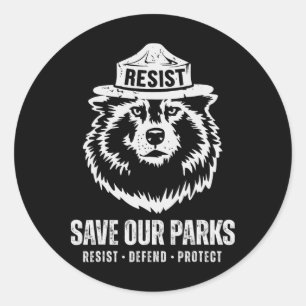 Grey Wolf Bear Resist Protect National Park Women  Classic Round Sticker