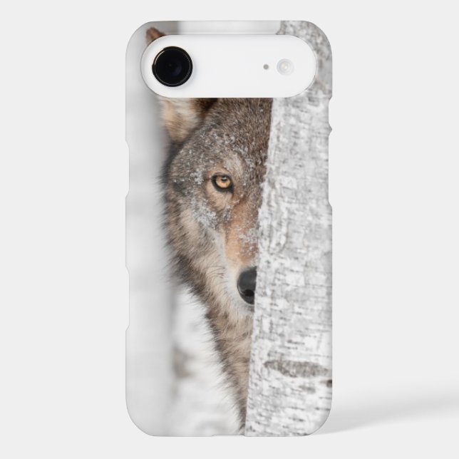 Grey Wolf (Canis lupus) Behind Tree Case-Mate iPhone Case (Back)