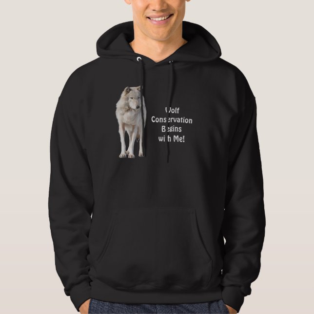 Grey Wolf Conservation Wildlife Art Hoodie (Front)