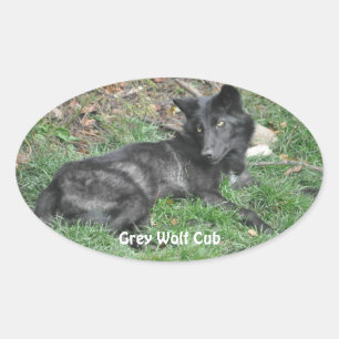 GREY WOLF CUB Wildlife Supporter Stickers