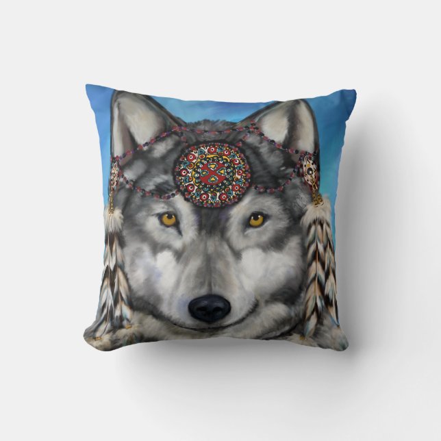 GREY WOLF CUSHION (Front)