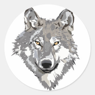 Grey Wolf Design Classic Round Sticker