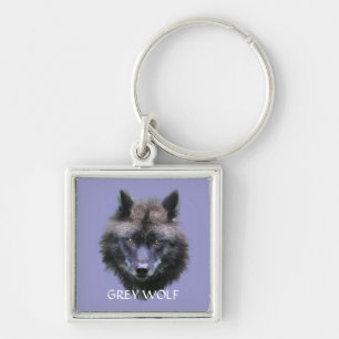 GREY WOLF Design Wildlife Art Key-Ring Key Ring