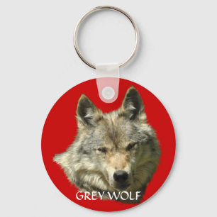 GREY WOLF Design Wildlife Art Key-Ring Key Ring
