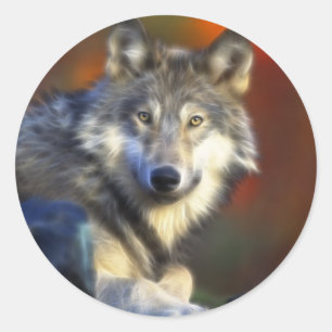 Grey Wolf, Endangered Species Digital Photography Classic Round Sticker