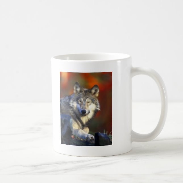 Grey Wolf, Endangered Species Digital Photography Coffee Mug (Right)