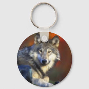 Grey Wolf, Endangered Species Digital Photography Key Ring