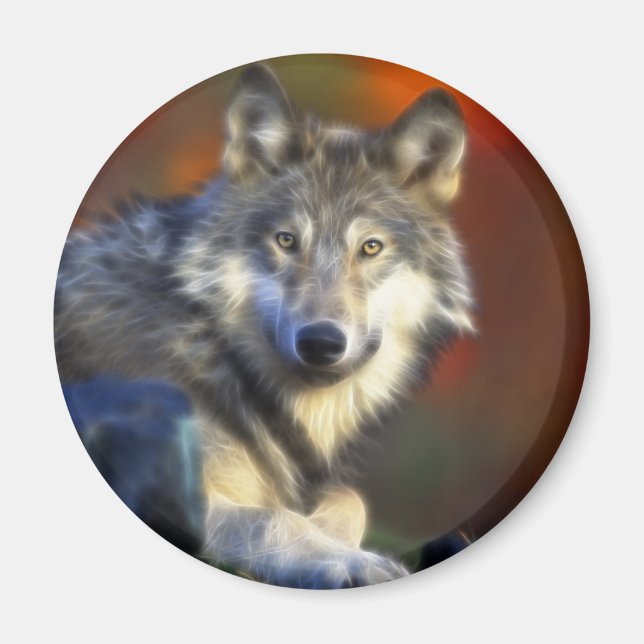 Grey Wolf, Endangered Species Digital Photography Magnet (Front)