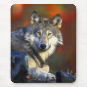 Grey Wolf, Endangered Species Digital Photography Mouse Mat