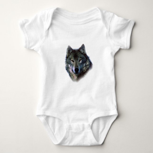 Grey Wolf Eyes Baby Bodysuit (Front)