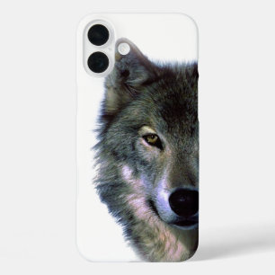 Grey Wolf Eyes iPhone 16 Plus Case