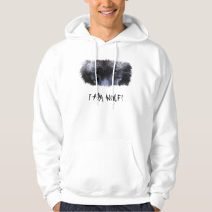 GREY WOLF EYES "I Am Wolf" Wildlife Art Hoodie