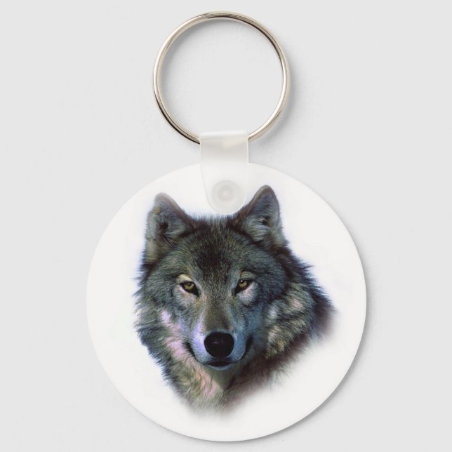 Grey Wolf Eyes Key Ring (Front)