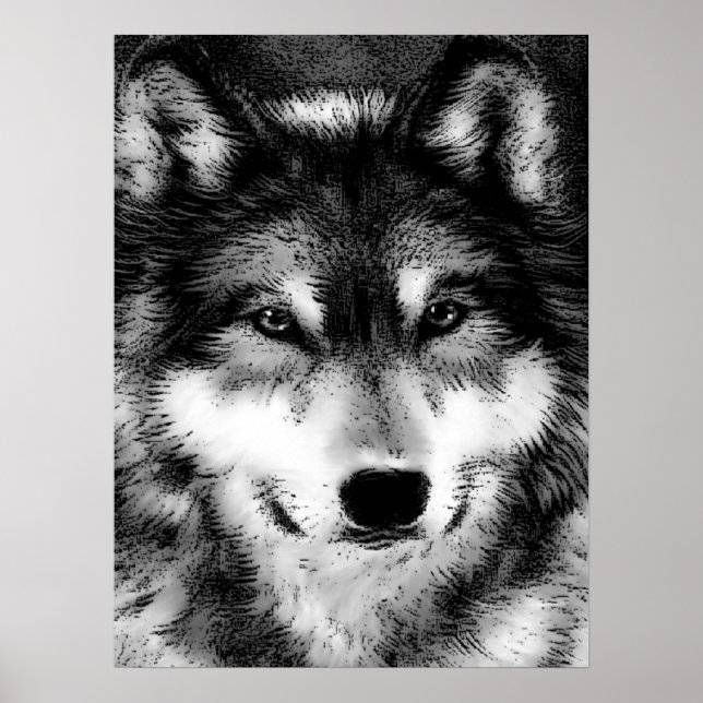 Grey Wolf Eyes Motivational Poster Print (Front)