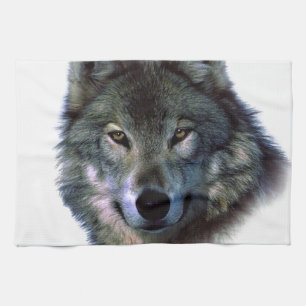 Grey Wolf Eyes Tea Towel