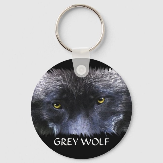 GREY WOLF EYES Wildlife Art Key-Ring Key Ring (Front)