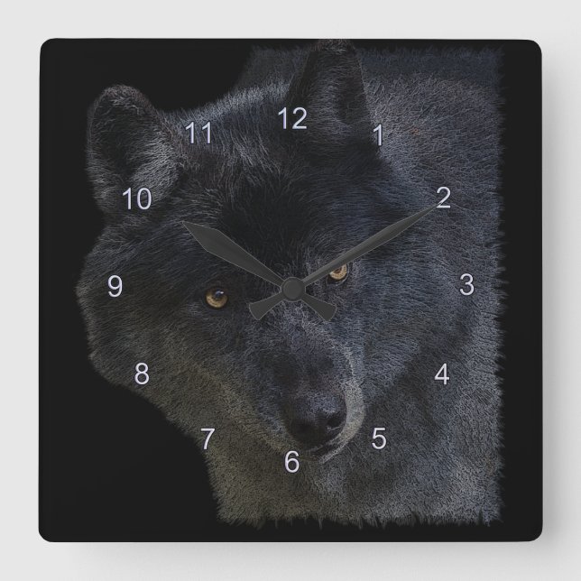 Grey Wolf Face Wildlife-Supporter Art Clock (Front)