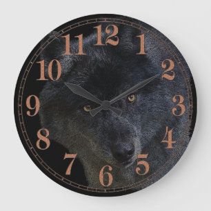 Grey Wolf Face Wildlife-Supporter Art Clock