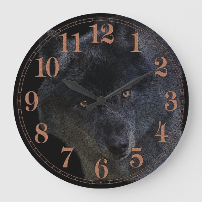 Grey Wolf Face Wildlife-Supporter Art Clock (Front)