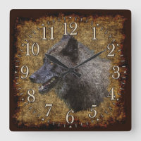 Grey Wolf Face Wildlife-Supporter Art Clock