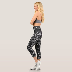 Grey Wolf Faux hair design Capri Leggings