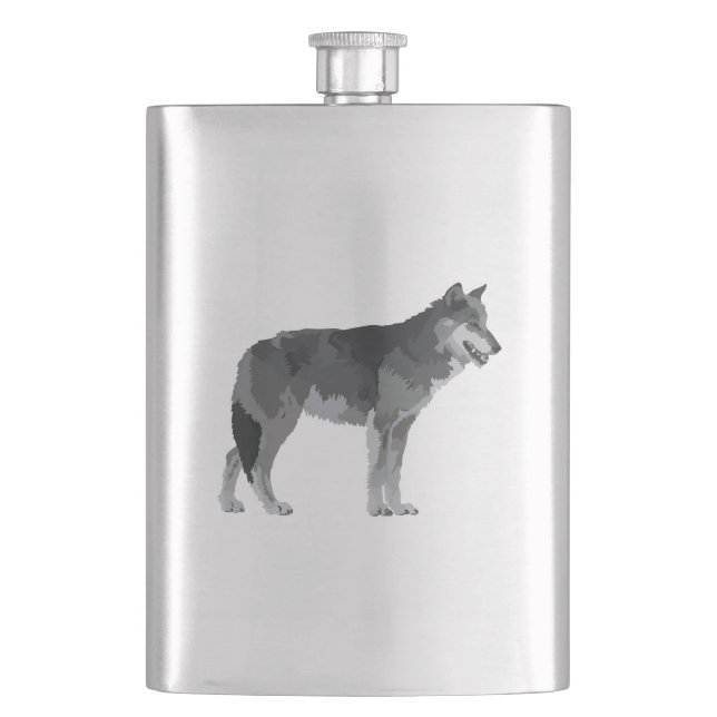 Grey Wolf Flask (Front)