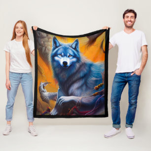 Grey Wolf Fleece Blanket
