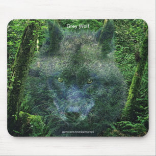 Grey Wolf & Forest Wildlife-supporter Animal Art Mouse Mat