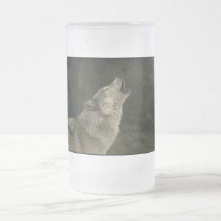 Grey Wolf Frosted Glass Beer Mug