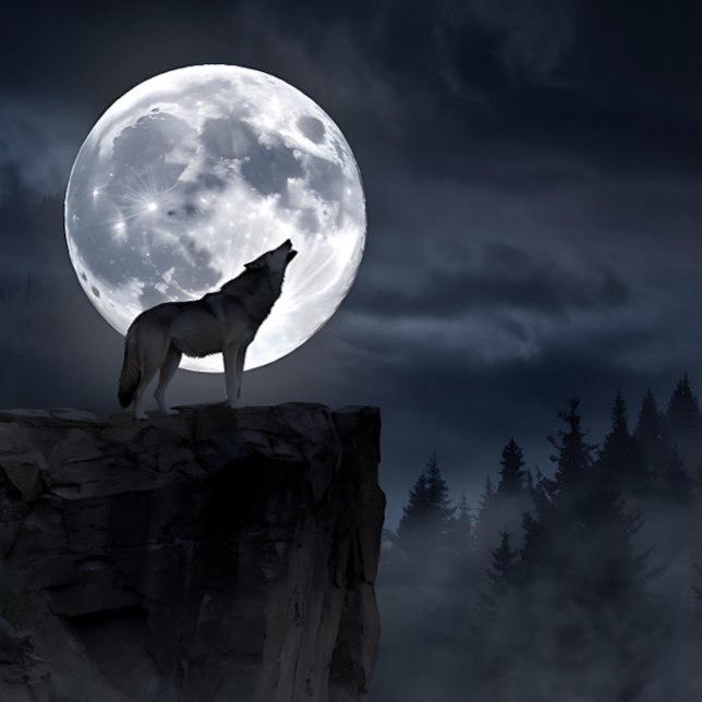 Grey Wolf Full Moon Silhouette Jigsaw Puzzle (Creator Uploaded)