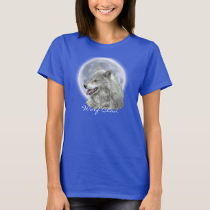 Grey Wolf & Full Moon WOLF CLAN Wildlife Art T-Shirt