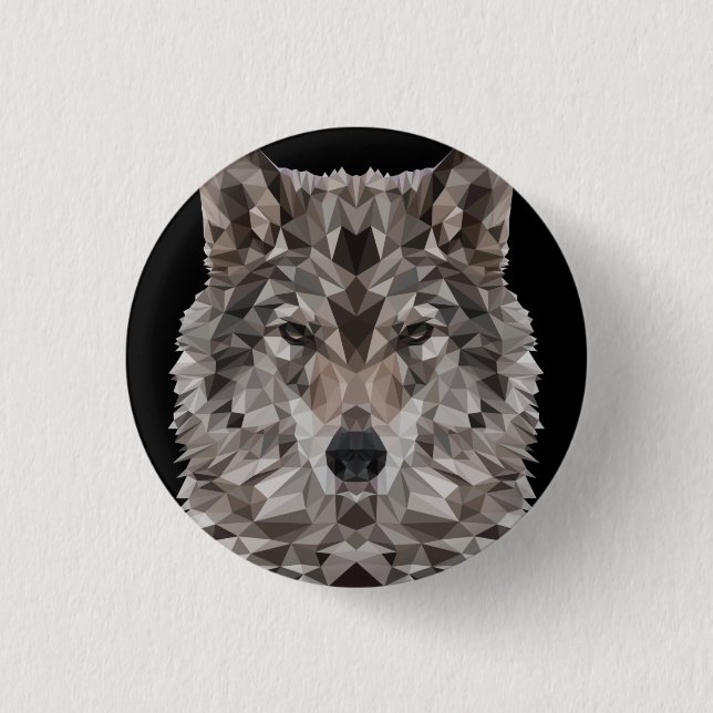 Grey Wolf Geometric Portrait 3 Cm Round Badge (Front)