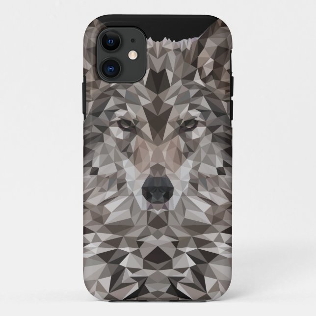 Grey Wolf Geometric Portrait Case-Mate iPhone Case (Back)