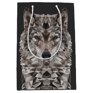 Grey Wolf Geometric Portrait Medium Gift Bag