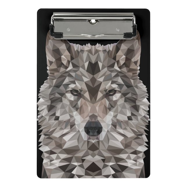 Grey Wolf Geometric Portrait Mini Clipboard (Front)