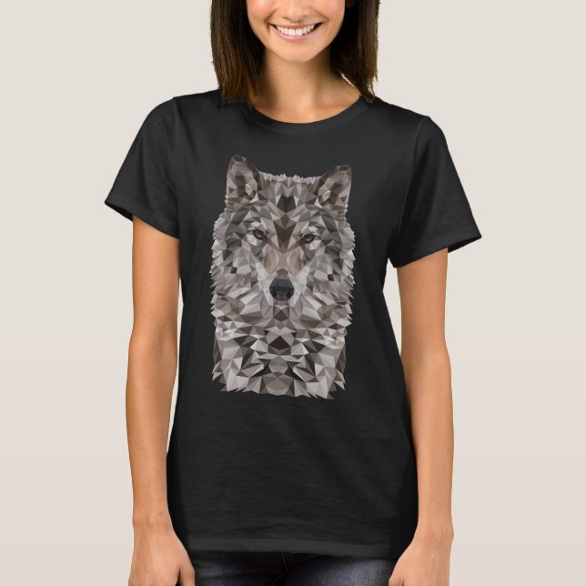 Grey Wolf Geometric Portrait T-Shirt (Front)