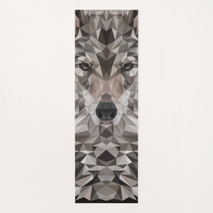 Grey Wolf Geometric Portrait Yoga Mat