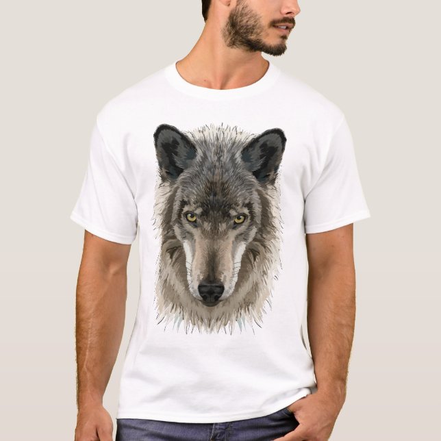 Grey Wolf, Grey Wolf, Wolf, Wolves, Wolf Face T-Shirt (Front)