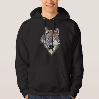 Grey Wolf Head Art Howling Moon Animal Forest Lone Hoodie