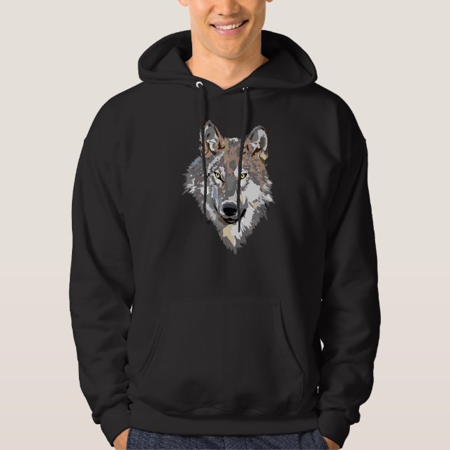 Grey Wolf Head Art Howling Moon Animal Forest Lone Hoodie (Front)