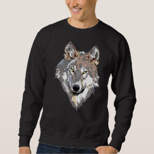 Grey Wolf Head Art Howling Moon Animal Forest Lone Sweatshirt